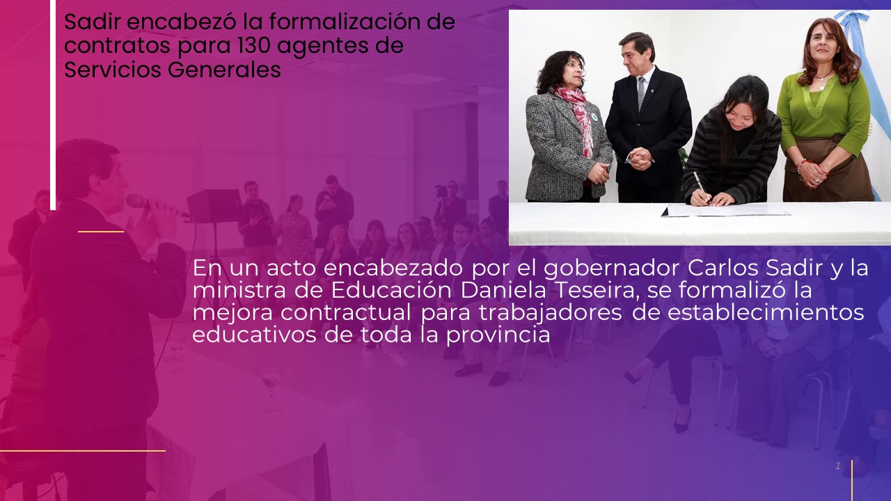 Sadir encabezó la formalización de contratos para 130 agentes de Servicios Generales
